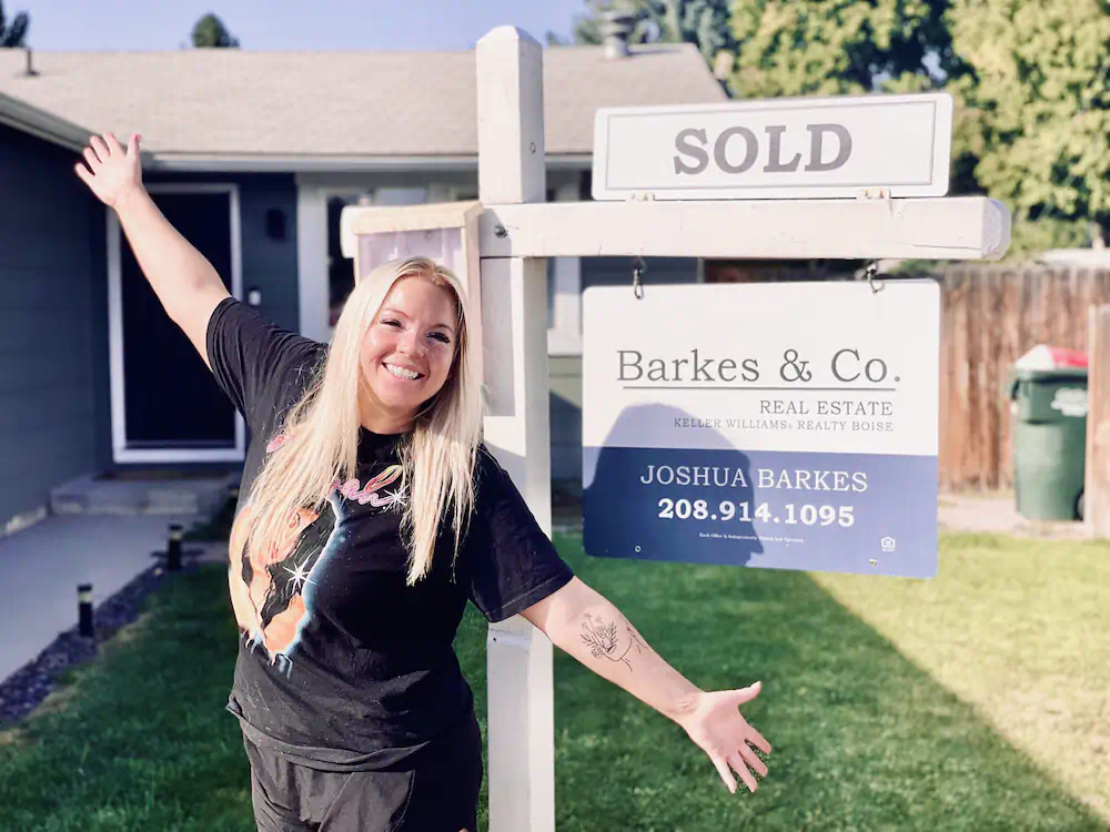 First-time seller celebrating the sale of her remodeled single-level home in Meridian, ID way over asking price.